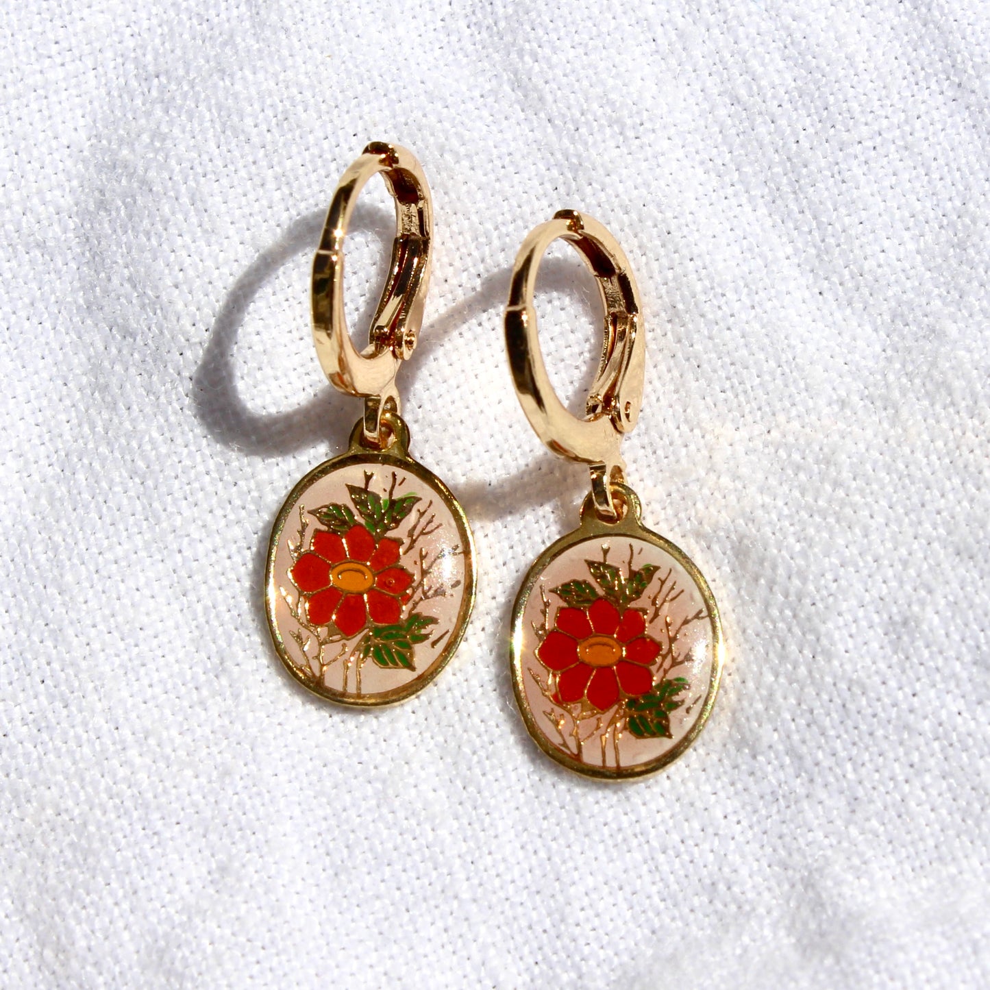 Vintage Floral Oval Hoops