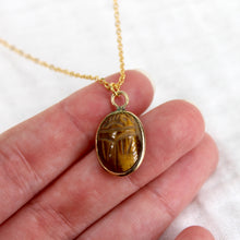 Load image into Gallery viewer, Vintage Tigers Eye Scarab Necklace
