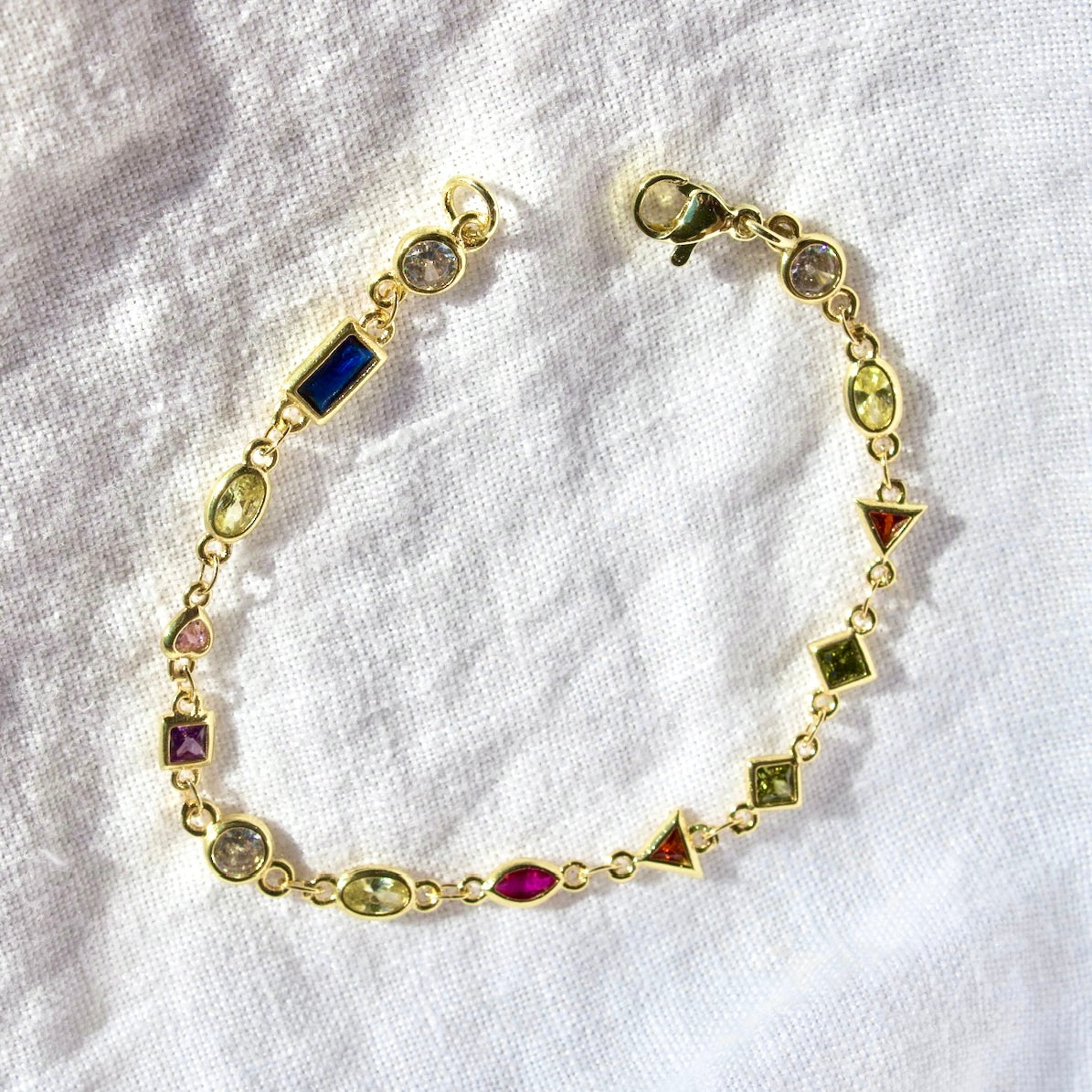 Multi Crystal Gold Filled Bracelet