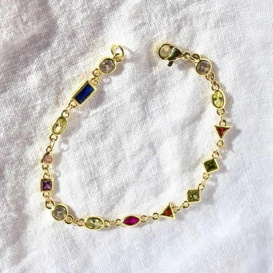 Multi Crystal Gold Filled Bracelet