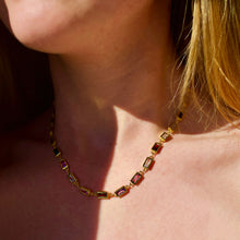 Load image into Gallery viewer, Colorful Crystal Baguette Gold Filled Necklace

