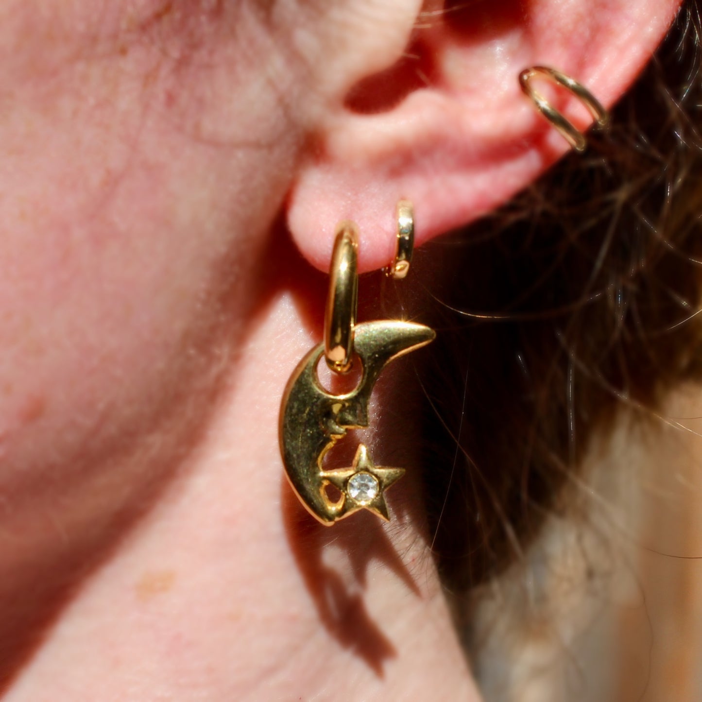 Vintage Puffy Moon Earrings