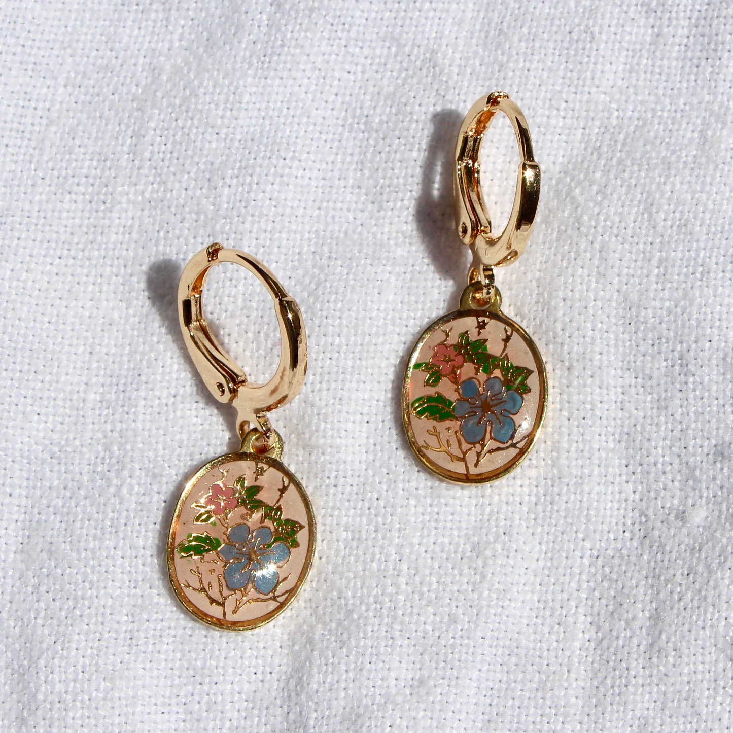 Vintage Floral Oval Hoops