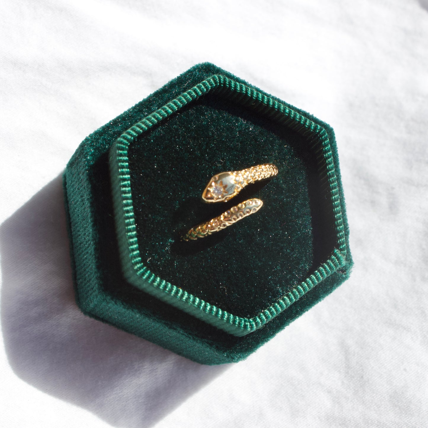 Gold Cubic Zirconia Snake Ring