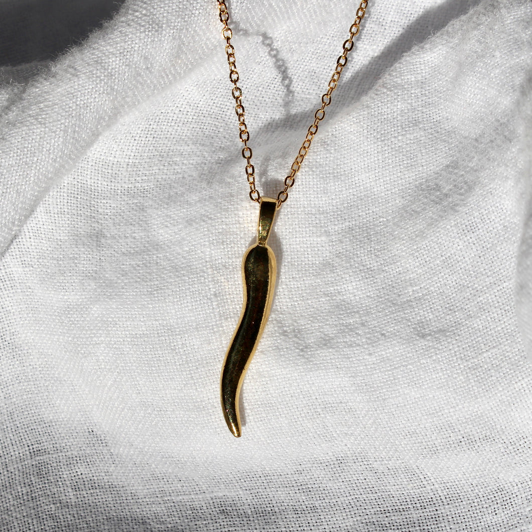 Gold Italian Horn Necklace