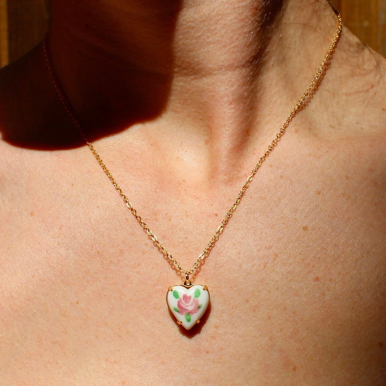 Vintage Rose Heart Necklace