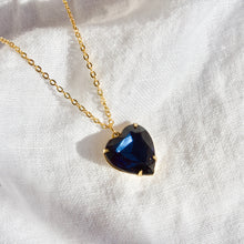 Load image into Gallery viewer, Vintage Blue Crystal Heart Pendant Necklace
