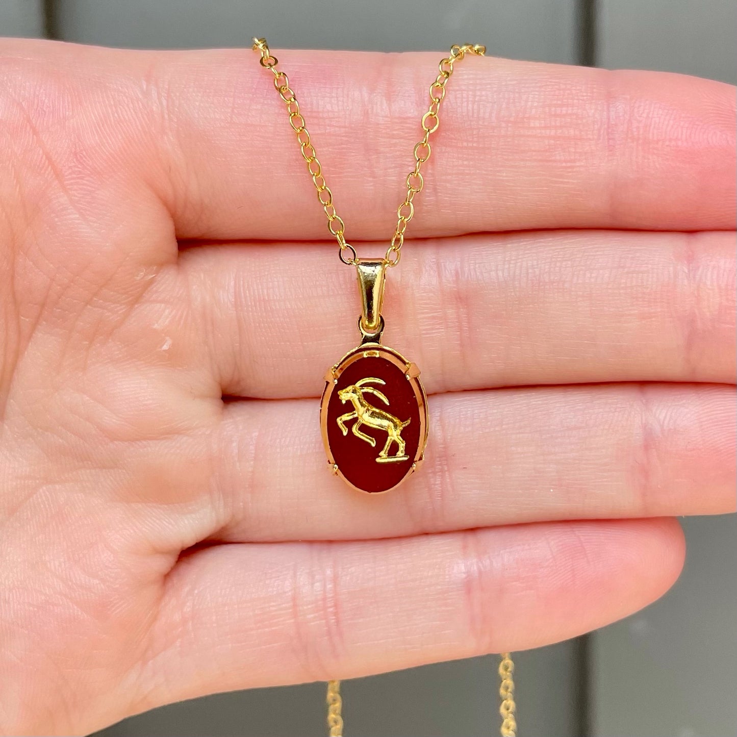 Vintage Oval Zodiac Necklace