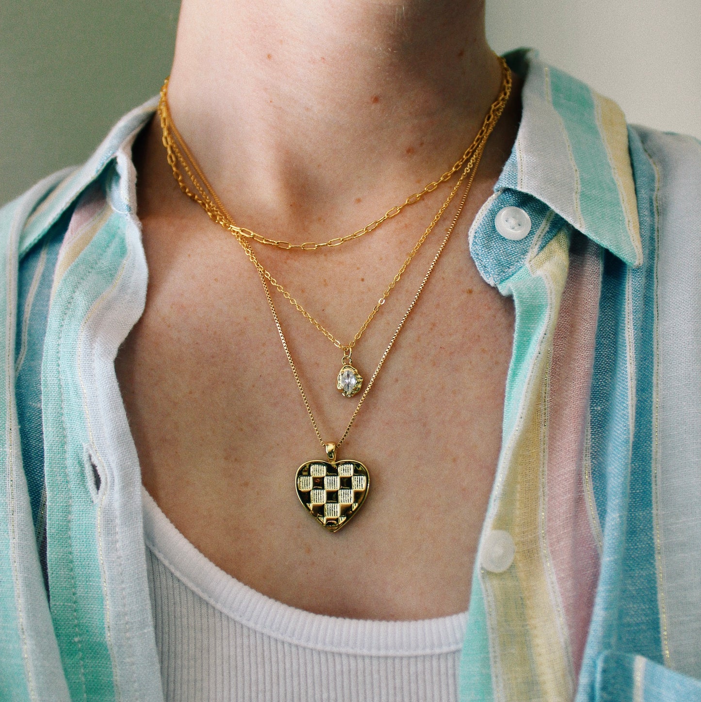 Checkered Heart Necklace