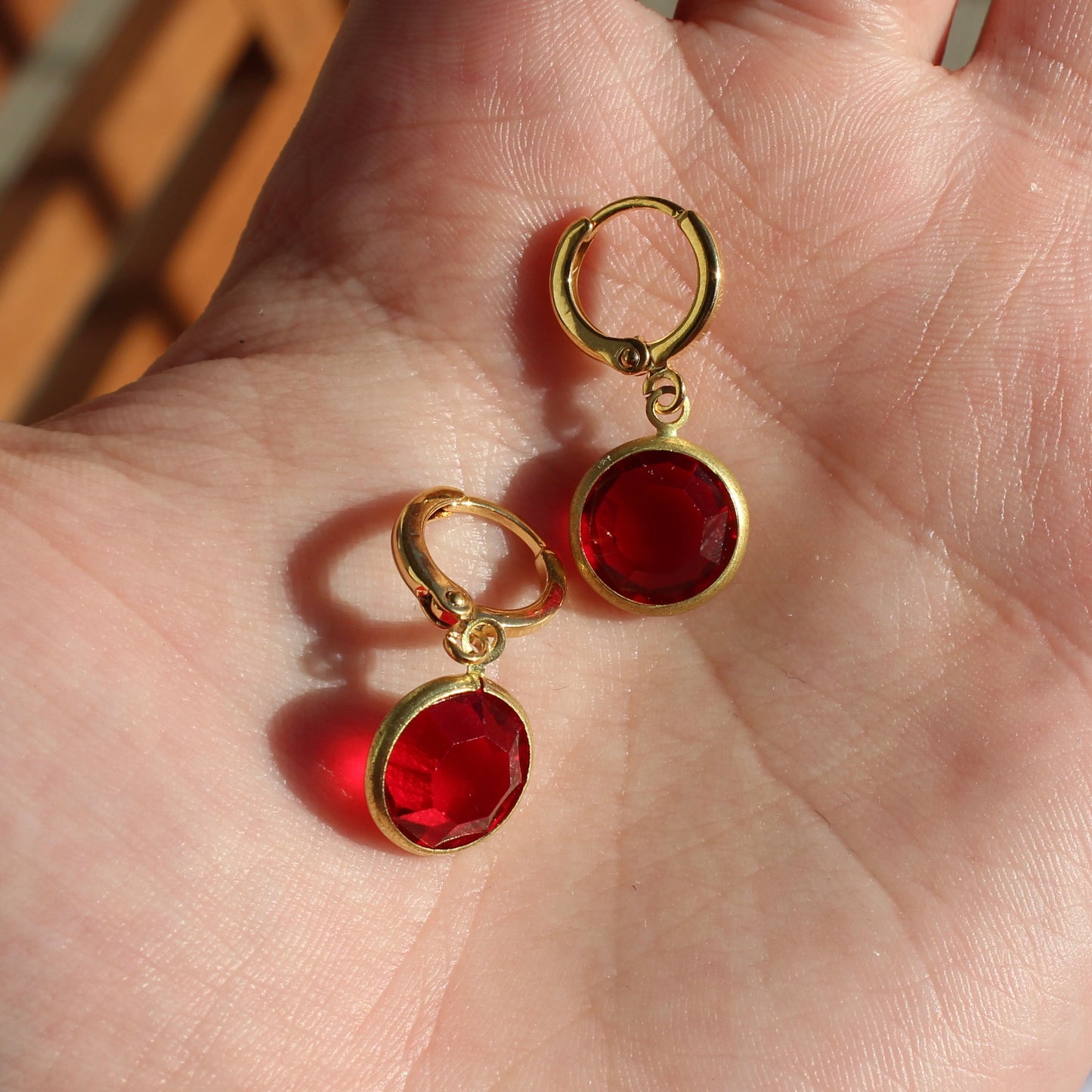 Vintage Red Gem Mini Hoops