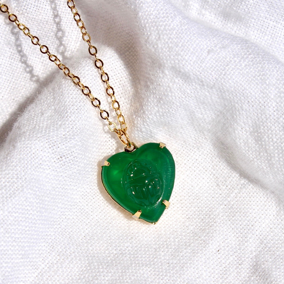 Vintage scarab heart necklace