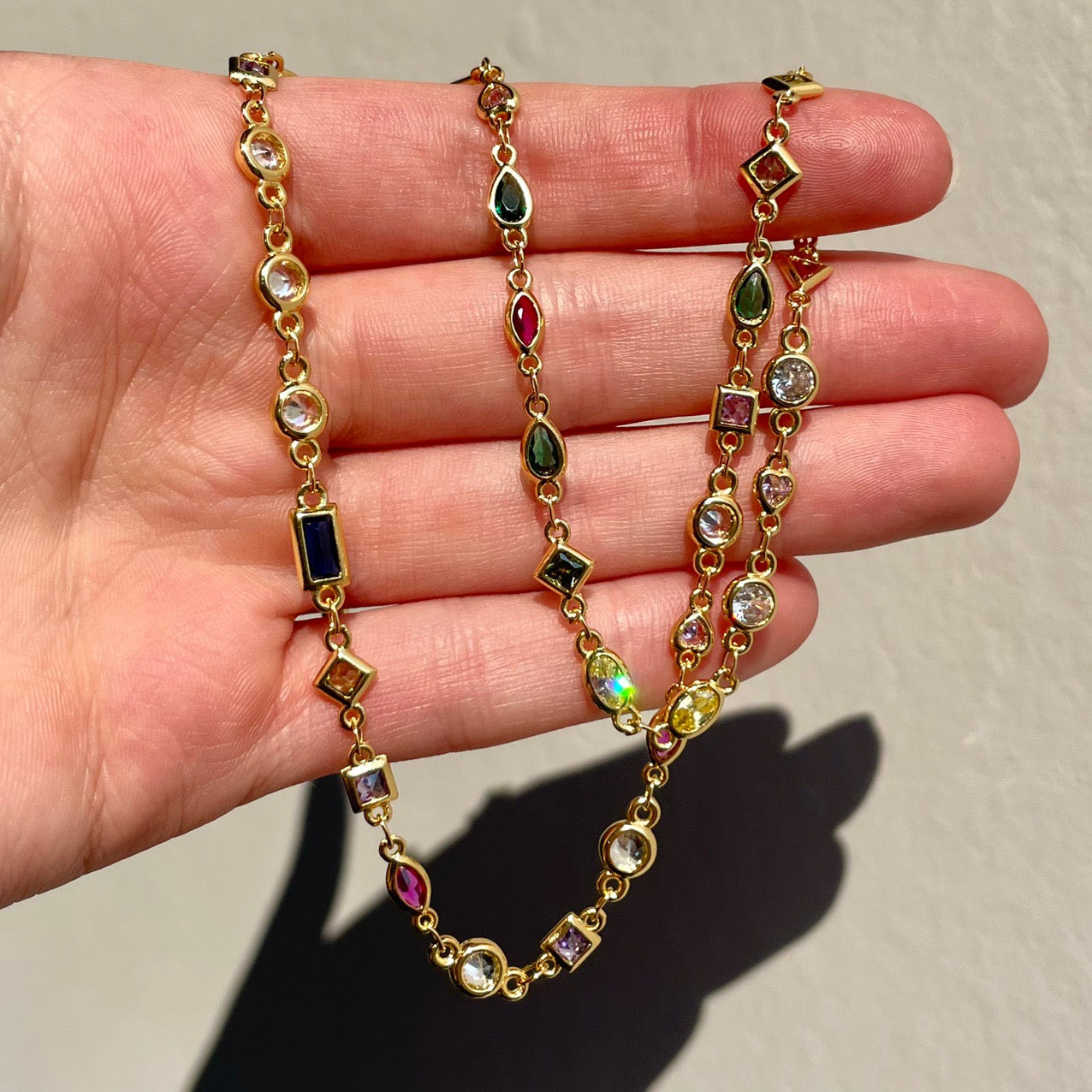 Multi Crystal Gold Filled Necklace