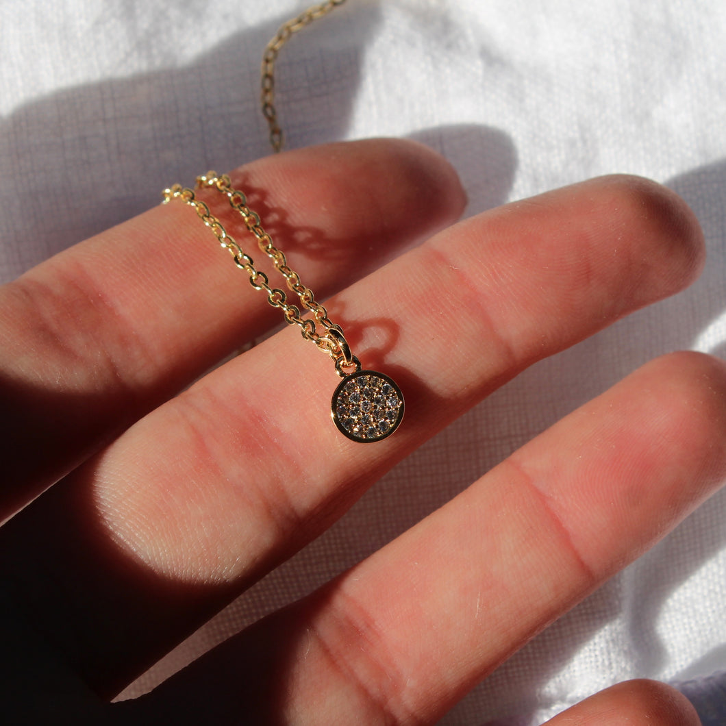 Pave Circle Charm Necklace