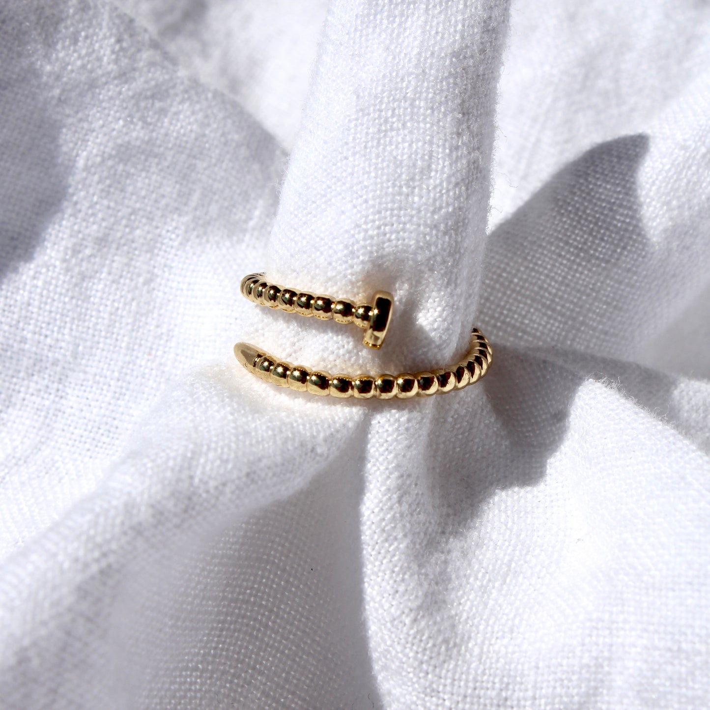 Gold Filled Beaded Nail Ring