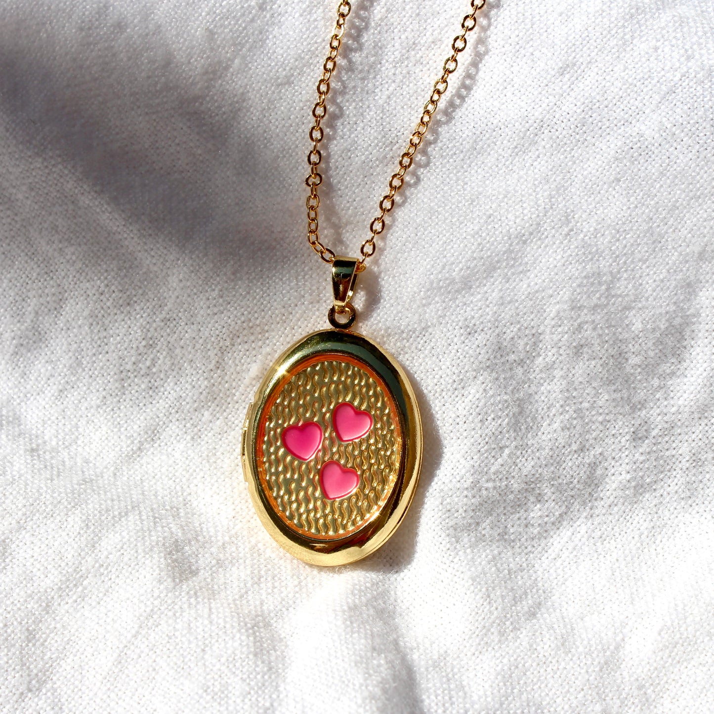 Pink Hearts Locket Necklace