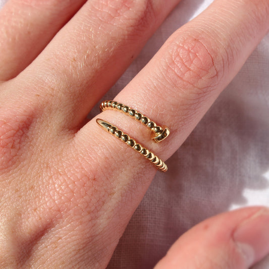 Gold Filled Beaded Nail Ring