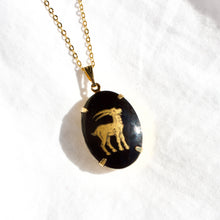 Load image into Gallery viewer, Vintage Zodiac Black Oval Pendant Necklace
