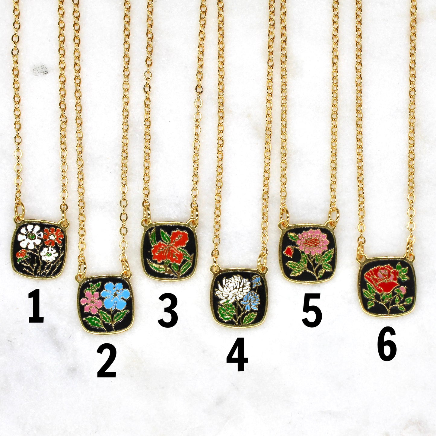 Vintage Enamel Cloisonné Floral Necklace