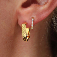 Load image into Gallery viewer, Square Gold Hoop Stud Earrings
