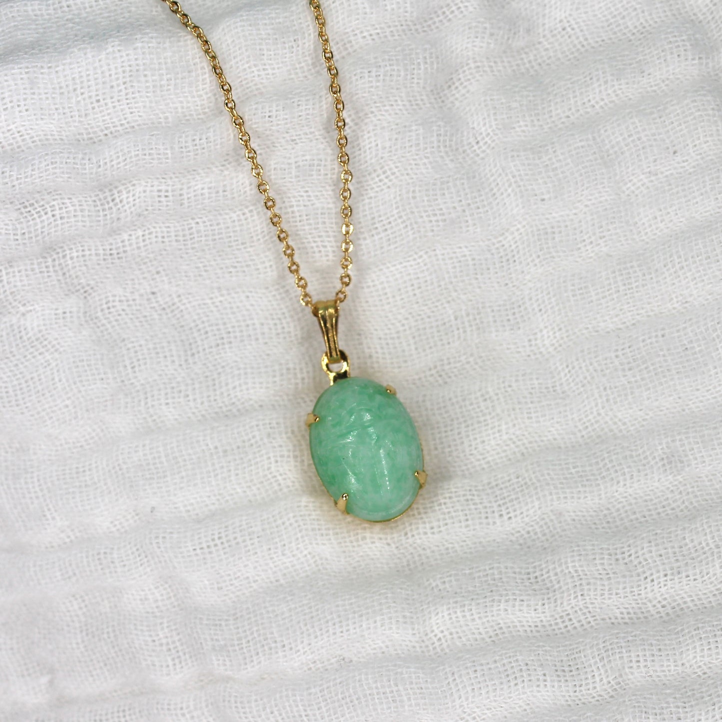 Vintage Glass Scarab Necklace