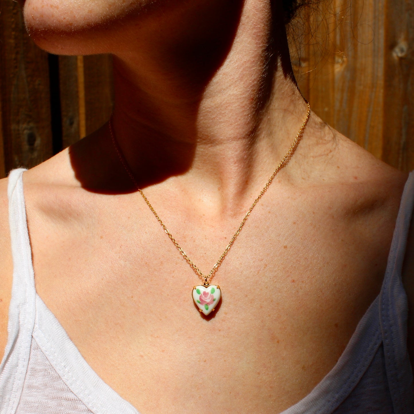 Vintage Rose Heart Necklace