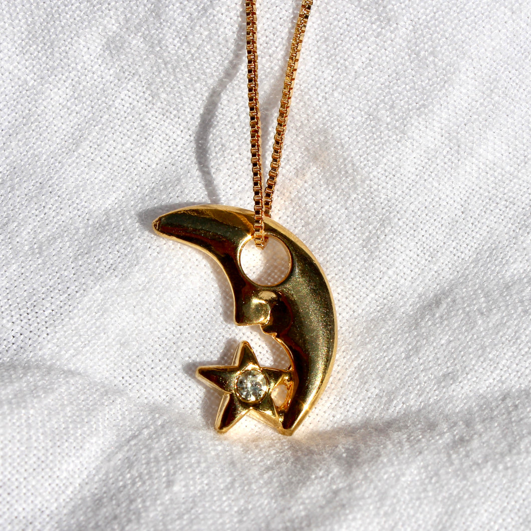 Puffy Moon Pendant Necklace
